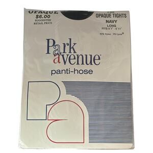 1970s Park Avenue Navy Opaque Pantyhose (Average Size, Long) – New Old Stock